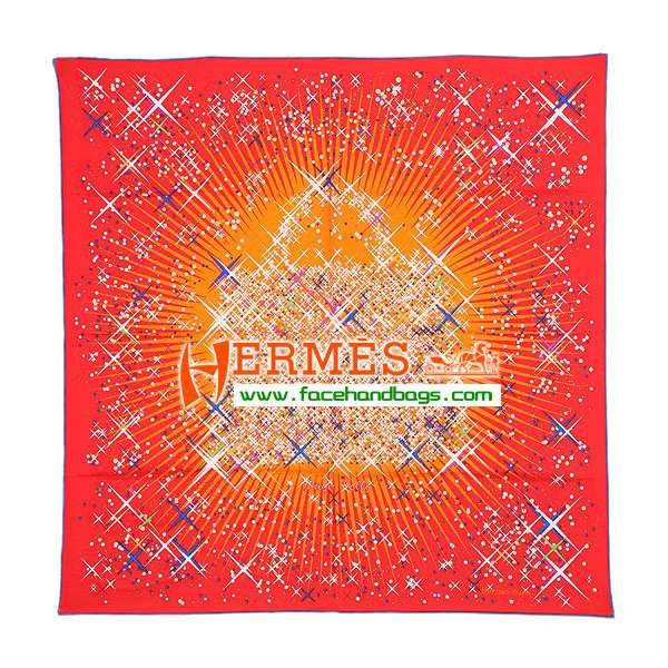 Hermes 100% Silk Square Scarf Red HESISS 87 x 87 - Click Image to Close